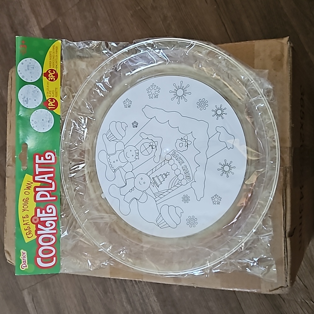 Darice , create your own cookie plate, 3 piece paper insert, 10 inch plate.